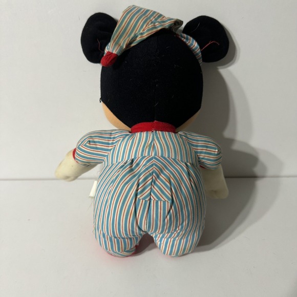 Vintage Mickey Mouse Playskool Plush in Nightcap Nightgown 12 in Beddy Bye Blue - Picture 2 of 4